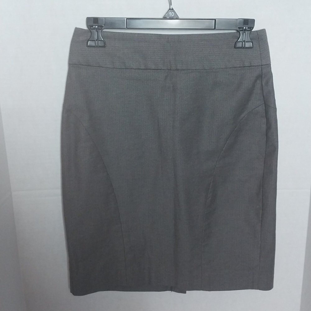 Banana Republic Grey Business Skirt Ladies Size 2 Back Zipper Modest Split - Picture 1 of 8